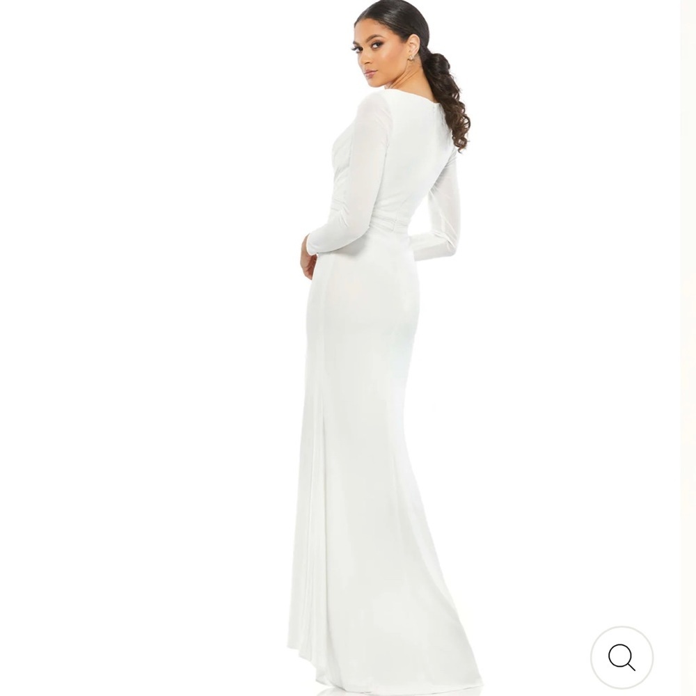 NWT Mac Duggal  V-NECK LONG SLEEVE HIGH SLIT WOMEN GOWN sz 8 - Picture 2 of 12